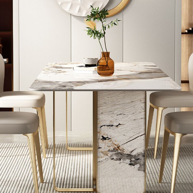 Luxury 1/3/4/5/6 Pieces Dining Set Sintered Stone Dining Table with Leather Chairs