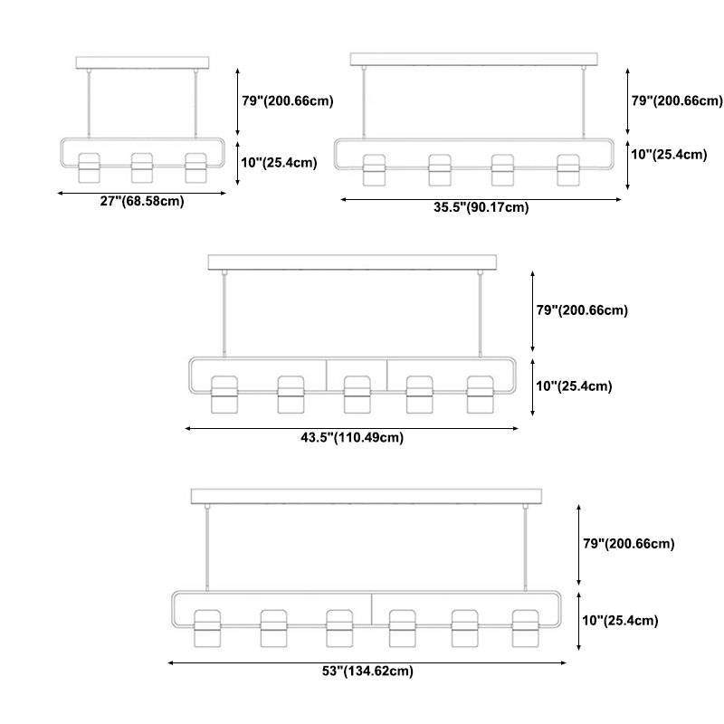 Contemporary Style Cylinder Island Light Fixtures Metal Pendant Light Fixtures
