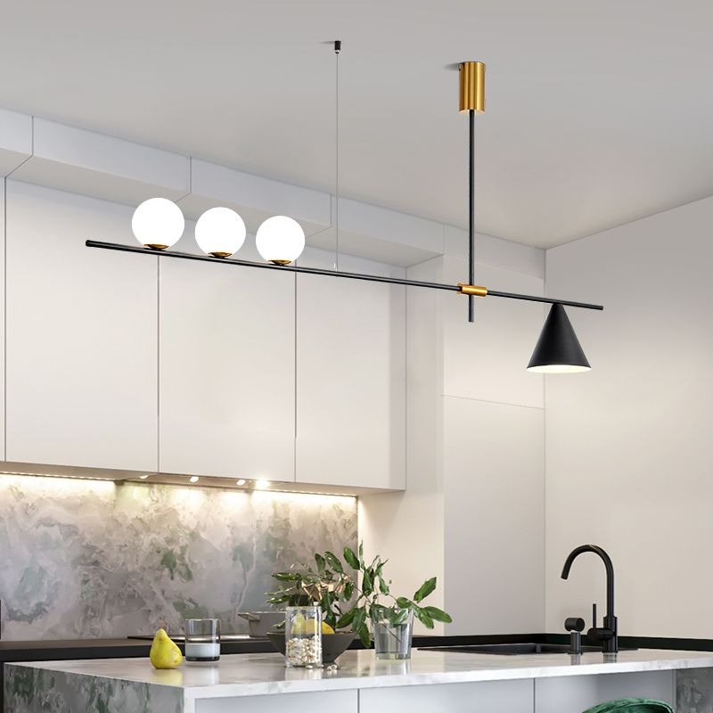 Luces colgantes de cocina modernas luces colgantes de isla esférica vidrio blanco