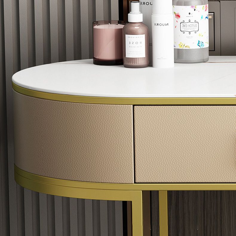 Glam 29.52 " H Slate Top Vanity Stool with Drawers Dressing Table