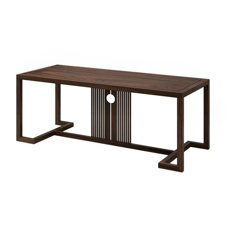 Mesa de comedor de madera de elm industrial mesa rectángulo en marrón con base de caballete