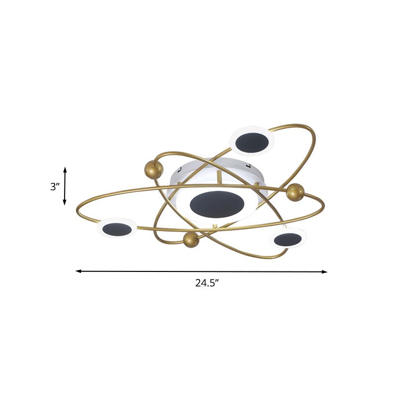 Metallic 3-Oval Ring Flush Mount Ceiling Light Contemporary LED Gold Flushmount in Warm/White Light for Living Room