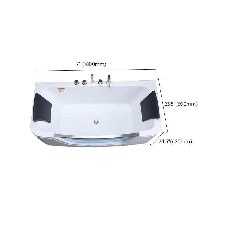 Bathroom Modern Acrylic Bath Tub Back to Wall Center Drain Tub