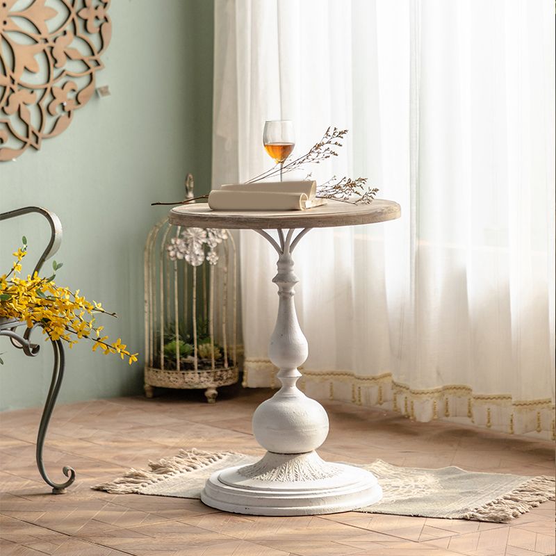 French Country Distressed Cocktail Table Wooden Pedestal Coffee Table for Living Room