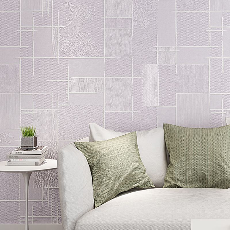 Minimalistic Geometry Wallpaper Soft Color Flower Printed Wall Covering for Living Room