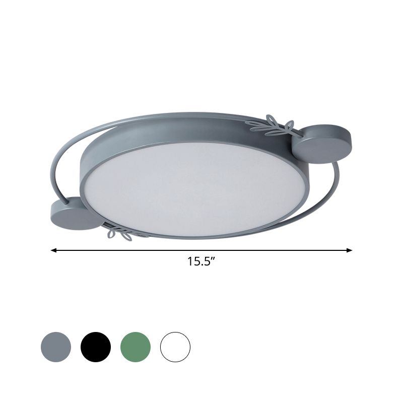 Twig Detailing Round Iron Flush Mount Nordic Black/Grey/White LED Flush Mounted Ceiling Light Fixture