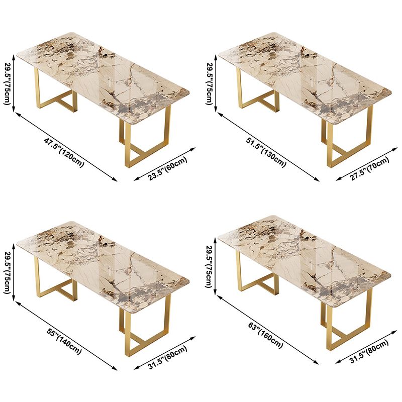 Metal Mesa Rectangular de Luxury Metal Mesa de interior de piedra sinterizada con base de trineo