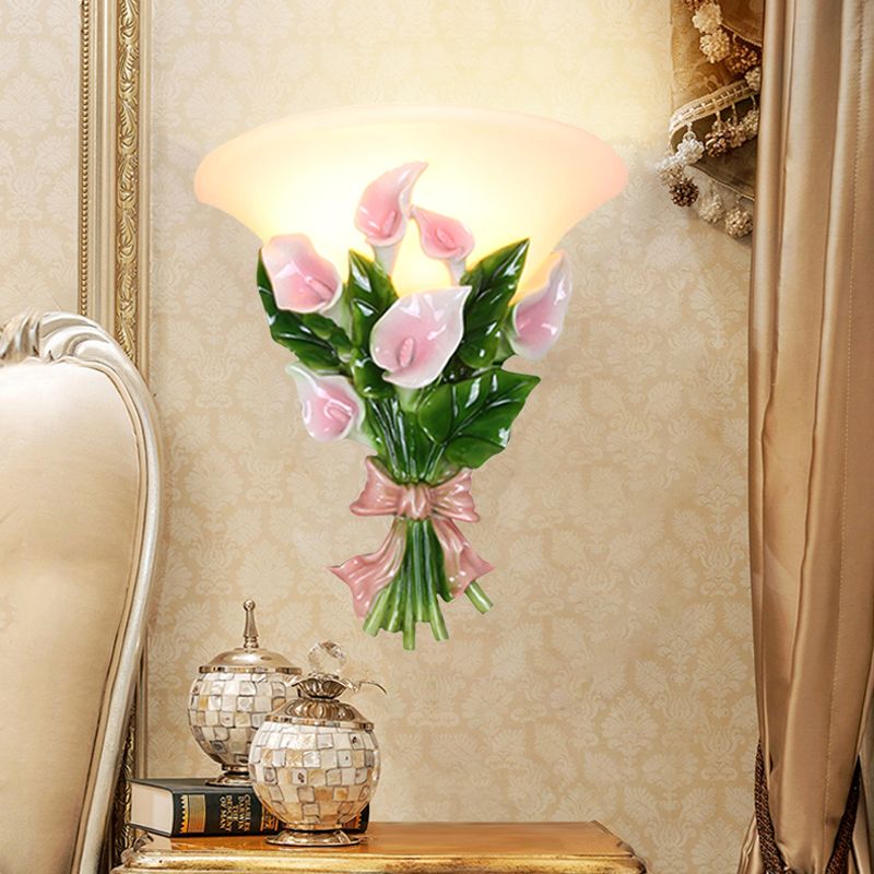 Resina bouquet a filo moderno moderno 1 sconde leggero a parete in nero/verde con vetro smerigliato opale