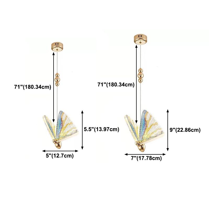 Luz colgante de mariposa acrílica, luces de techo colgantes de lujo modernas para dormitorio