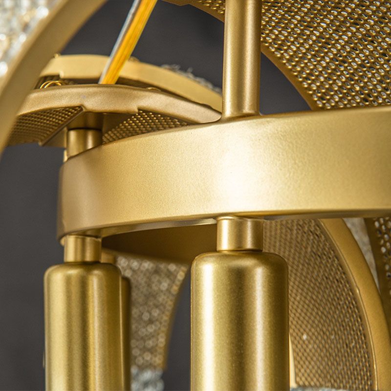 Fringed Suspension Light Post-Modern Crystal Dining Room Pendant Light Fixture in Gold