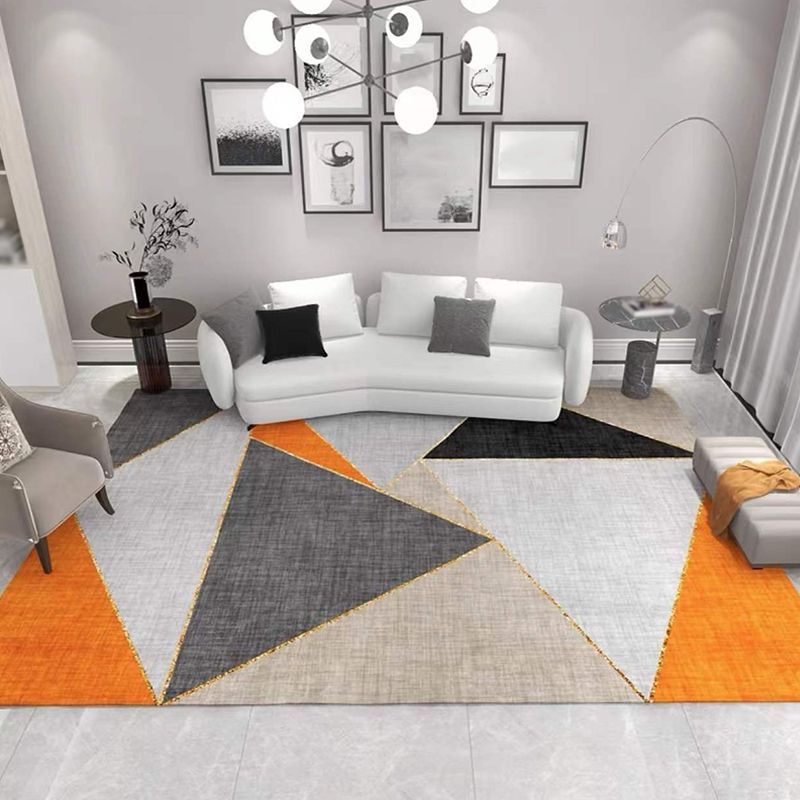 Dark Gray Simple Rug Polyester Moon Area Rug Non-Slip Backing Rug for Home Decor