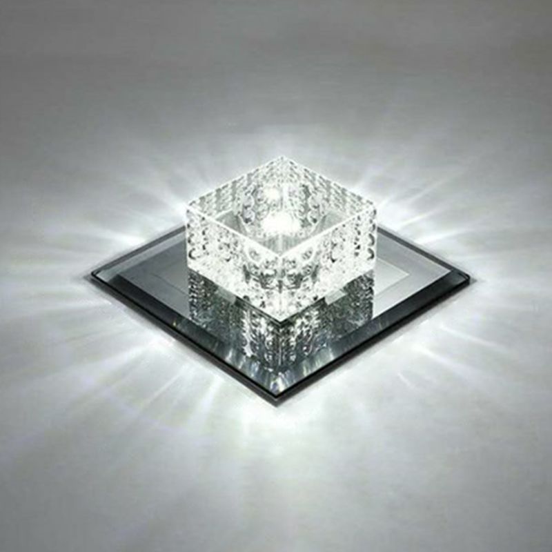 Crystal Square LED Flush Mount Light Simplicity Flush Mount Ceiling Light in Black for Foyer