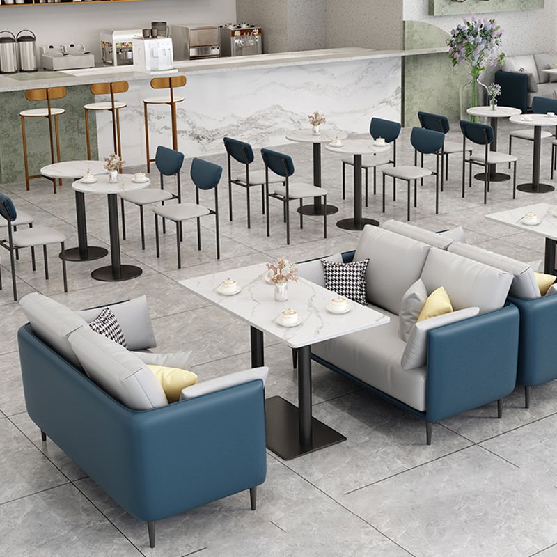 27.55" W Genuine Leather Modern Square Arm Sofa for Restaurant