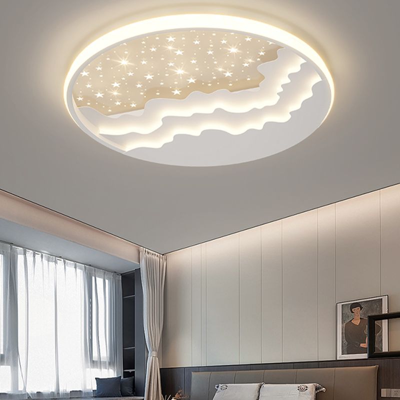 Luminaire de plafond encastré de style moderne à 1 ampoule à abat-jour rond en blanc