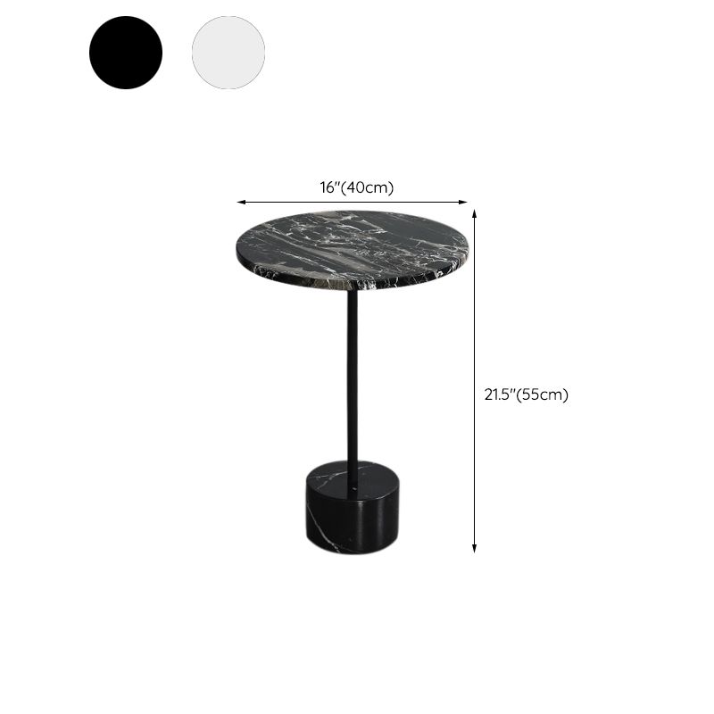 15.74" Wide Round Side Accent Table Marble Top Pedestal End Table