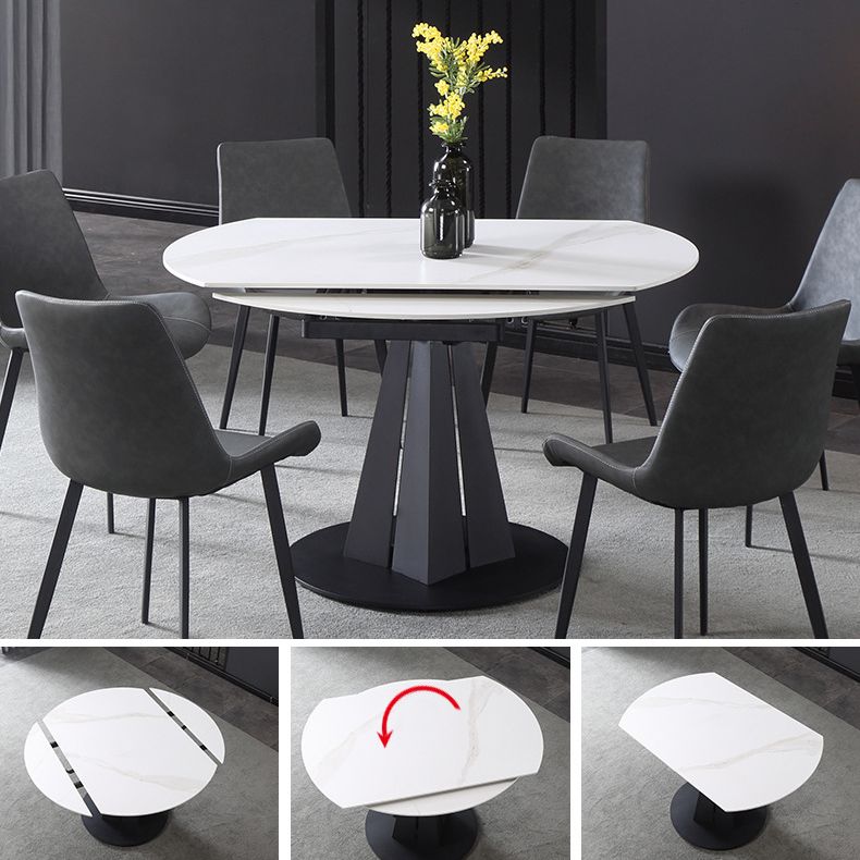 Modern Extendable Stone Dining Table Steel Base Dinner Table for Home