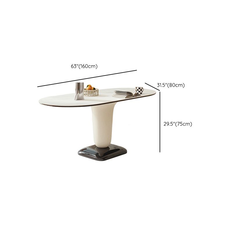 Contemporary Kitchen Dinner Table Oval Pedestal Dining Table