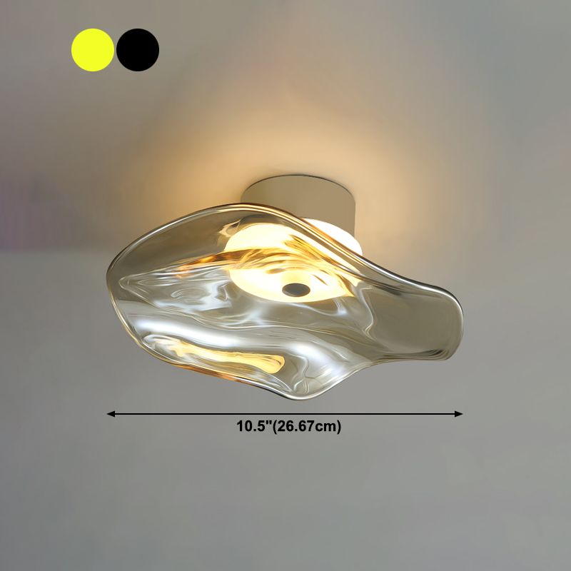 Plafonnier semi-encastré moderne, éclairage de plafond simple en verre pour balcon