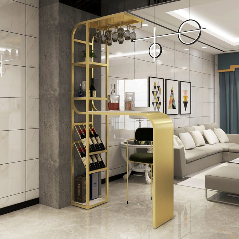 White and Black Modern Style Specialty in Faux Marble and Metal Milk Tea Shop Bar Table