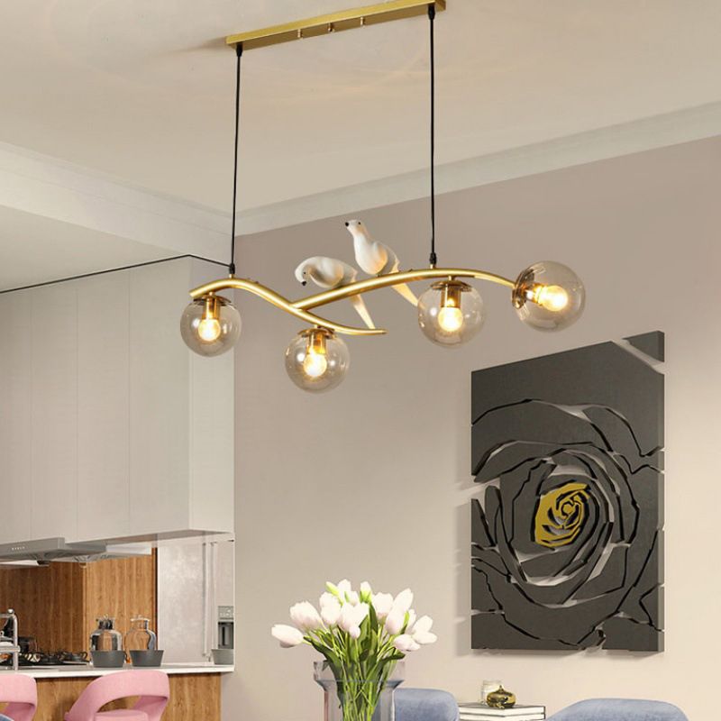 Glass Globe Shaded Ceiling Light Industrial Metal Kitchen Island Lighting