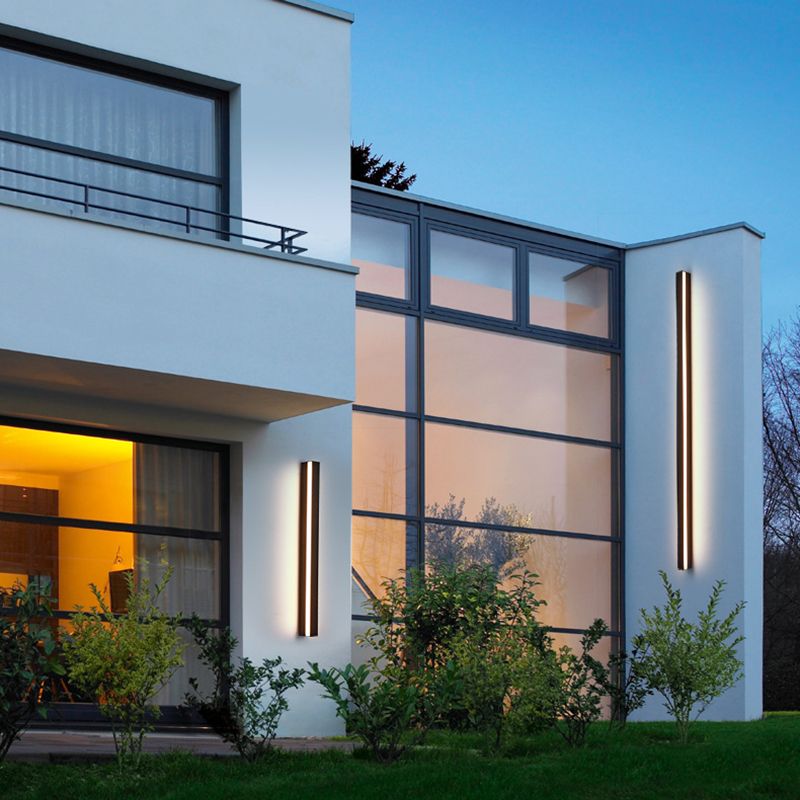 Linear Wall Light Fixture Modern Metal 1 Light Wall Light in Black