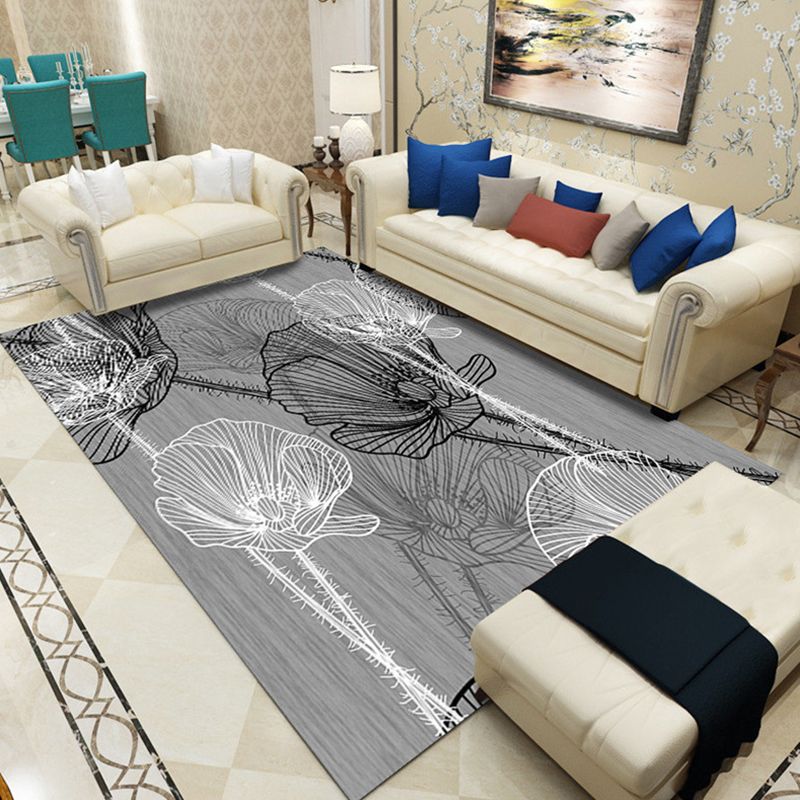 Classic Plant Print Rug Multi-Color Western Area Rug Polypropylene Easy Care Stain-Resistant Carpet for Parlor