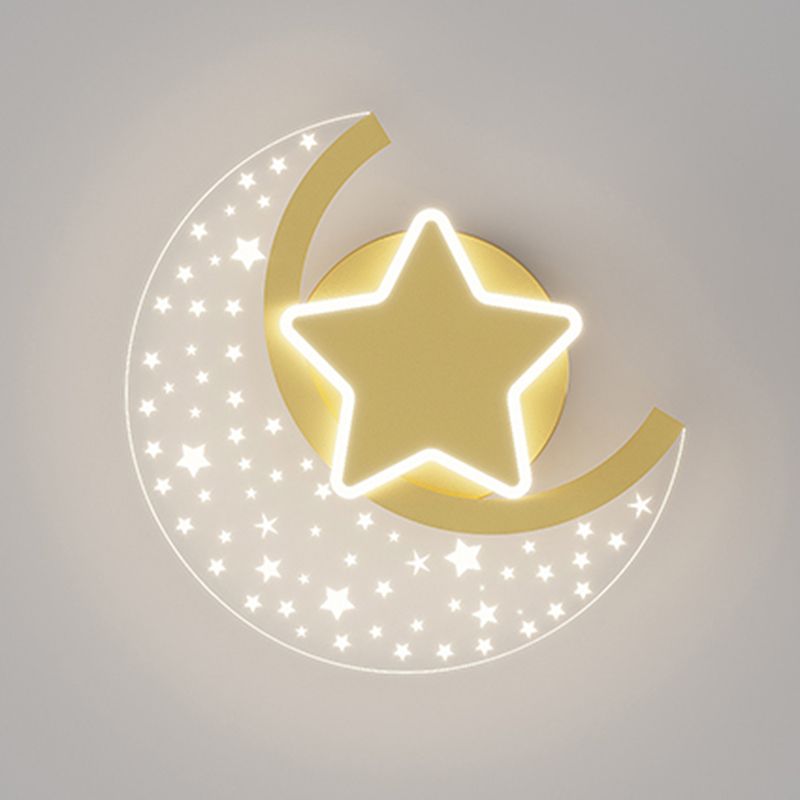 Iron and Acrylic LED Wall Light in Gold and Clear Minimalist Wall Sconce