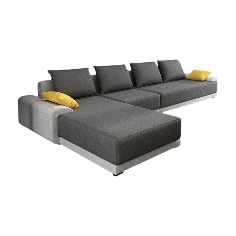 Contemporary Style Seating Pillows Recessed Arm Living Room Stationary Sofa