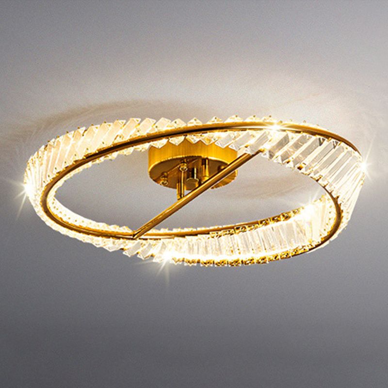 Plafonnier LED en cristal Simple et moderne, luminaire de forme ronde en fer, montage encastré pour chambre à coucher