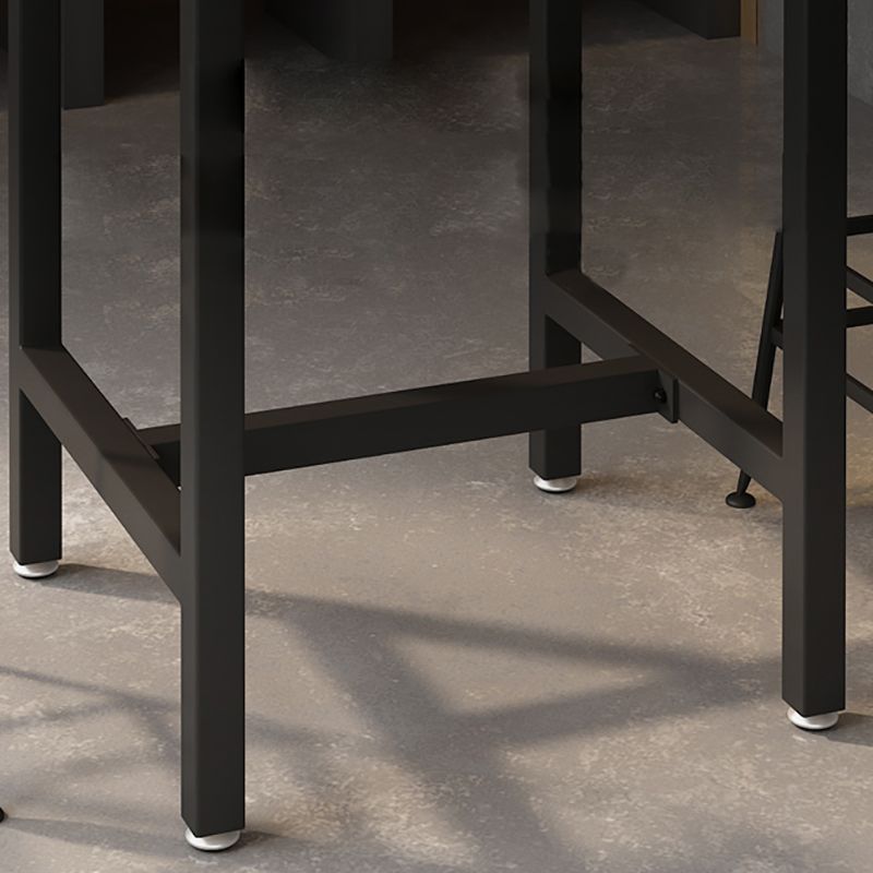 Industrial Wood Indoor Pub Bar Table Black Iron Bar Dining Table with 4-Prong Pedestal