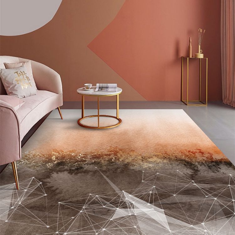 Grey Tone Minimalist Area Rug Polyester Watercolor Blooming Rug Non-Slip Backing Indoor Rug for Living Room