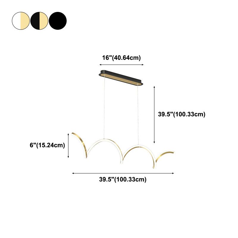 Modern Minimalist LED Island Light Acrylic Linear Hanging Lamp for Dining Room