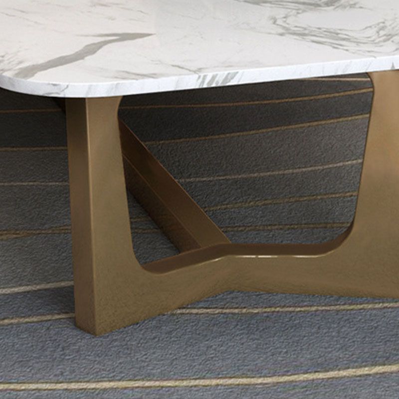 Glam Trestle Coffee Table White Marble Coffee Cocktail Table