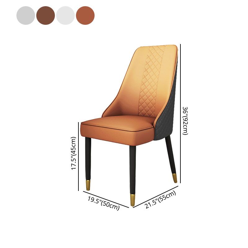 Glam Wood Dining Armless Chair Faux Leather Dining Chair for Home Use