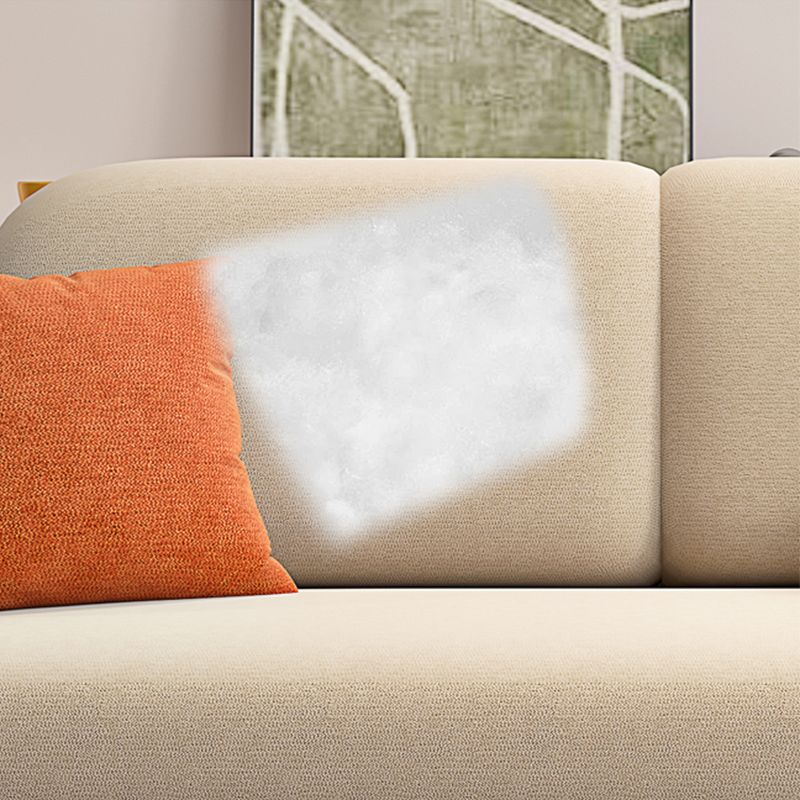 Light Brown Round Arm Sofa Bed Contemporary Sewn Pillow Back Sofa