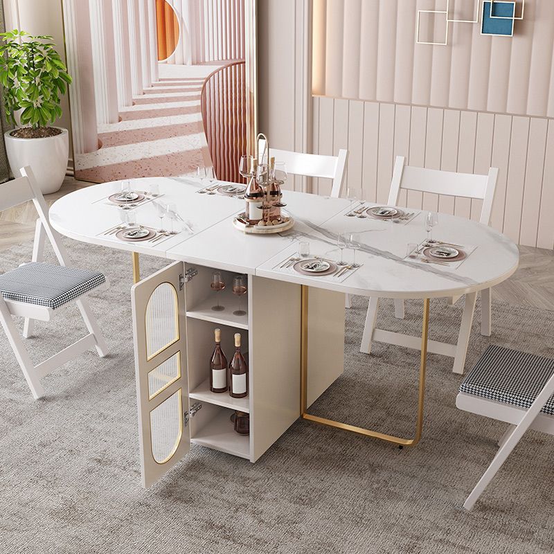 Contemporary Style Oval Dining Table Drop-Leaf Furniture ,15"L x 31.5"W x 29.5"H