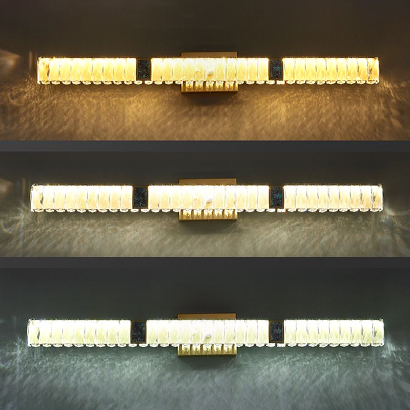 Postmodern Metal Wall Sconce Geometric Shape Vanity Lamp with Crystal Shade for Bathroom