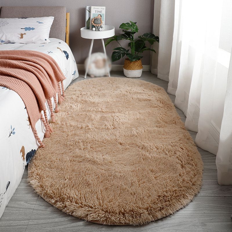 Contemporary Indoor Rug Modern Plain Rug Polyester Washable Anti-Slip Shag Rug for Living Room