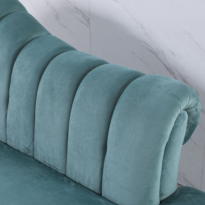 Luxury Style Velvet Chaise Lounge Bedroom Rolled Arms Chaise