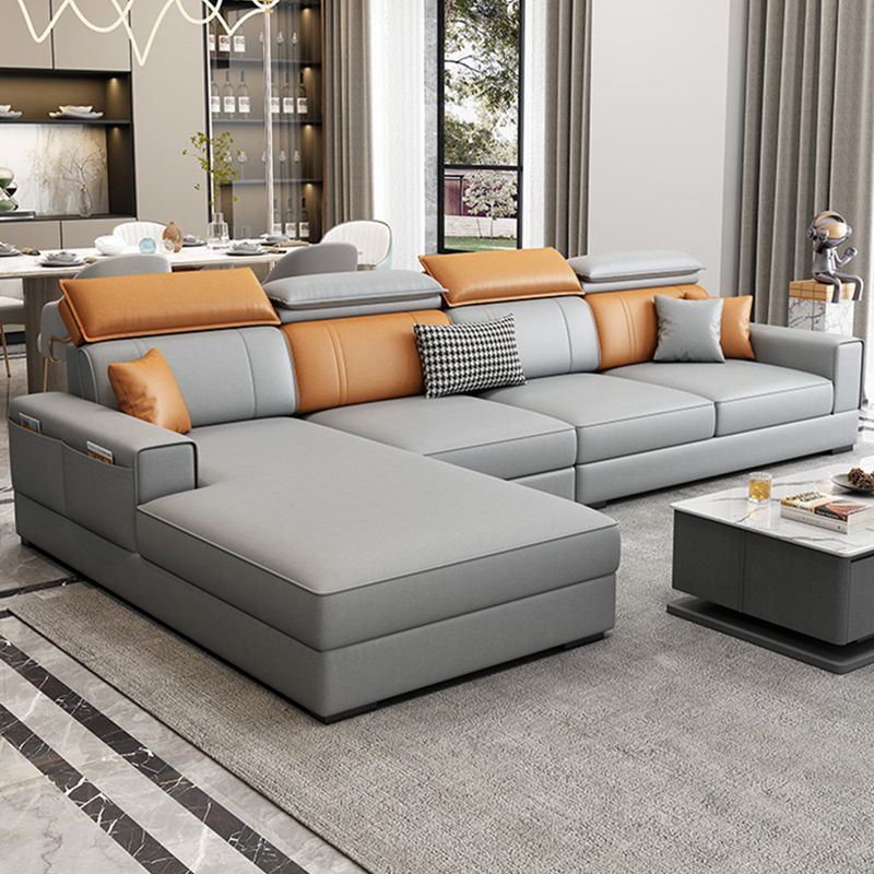 Nordic Cushions Recessed Arm Faux Leather Stationary with Storage Seating