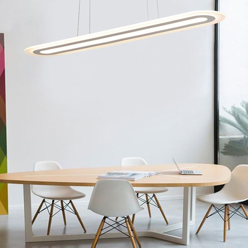 Pendentif de plafond ovale blanc Simplicité LED Kit de lampe suspendue acrylique en lumière chaude / blanc / naturel, 16 "/23,5" /31,5 "de large