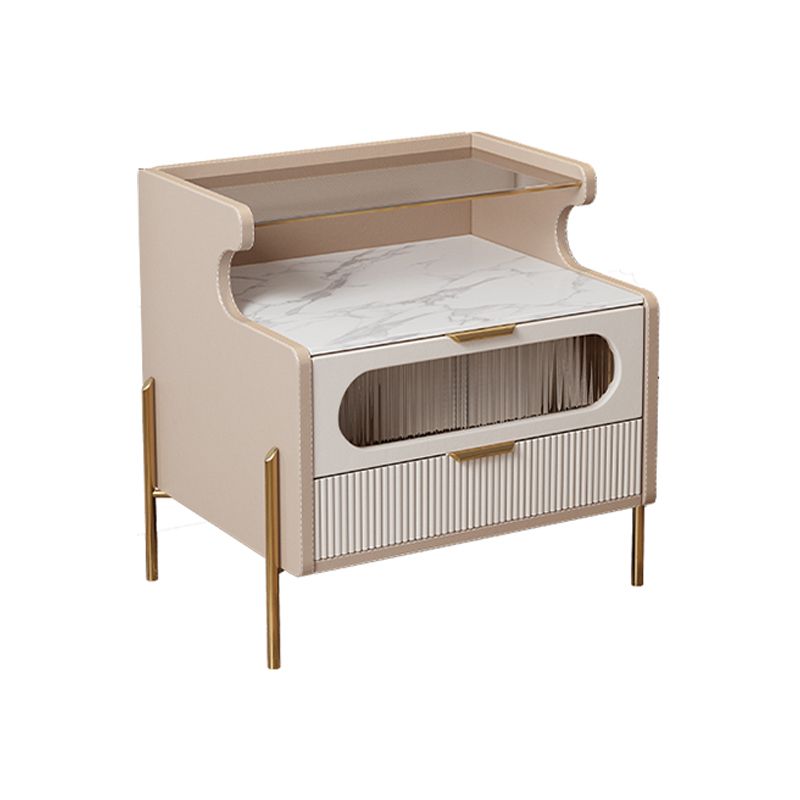 Contemporary Faux Leather Nightstand 21.65" Tall 2 - Drawer Nightstand