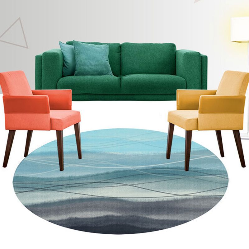 Round Color Mixed Simple Area Carpet Polyester Ink Print Indoor Rug Washable Carpet for Living Room