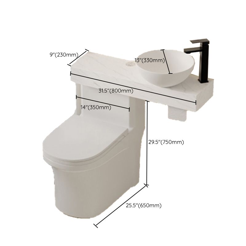 Contemporary White Ceramic Flush Toilet Floor Mounted Urine Toilet with Seat for Washroom