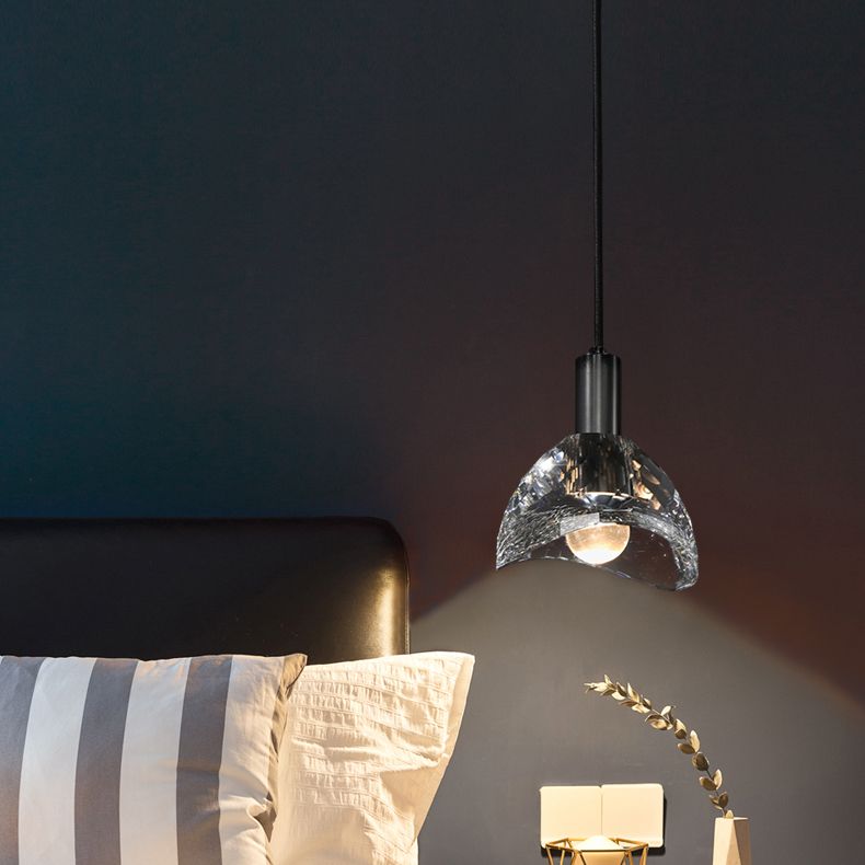 Luz colgante contemporánea Fixtura de iluminación de colgante de cristal simple para sala de estar