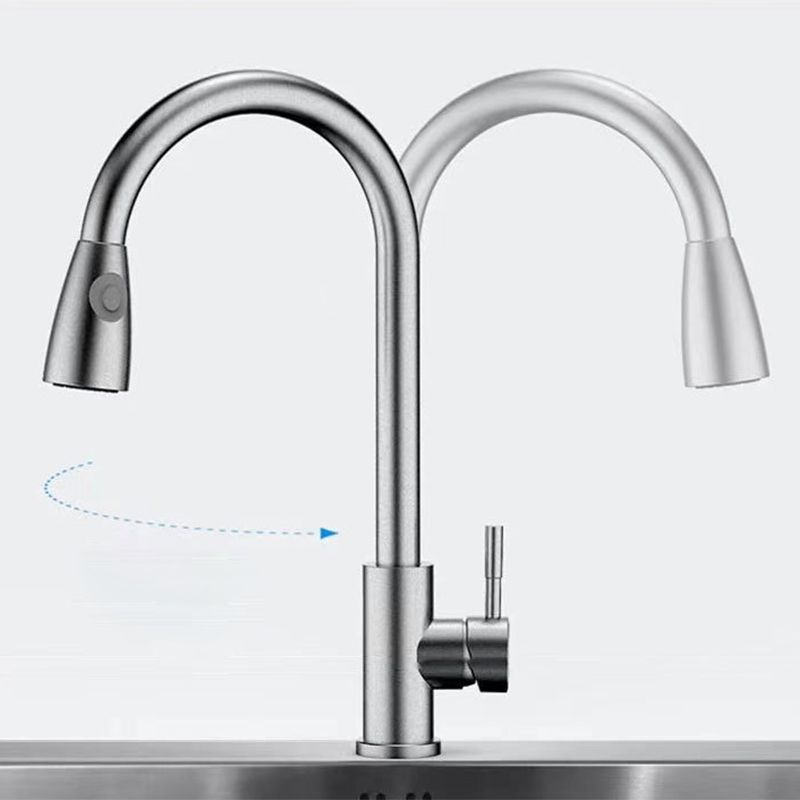 Modern 1-Handle Faucet Stainless Steel Pull down Standard Kitchen Faucet