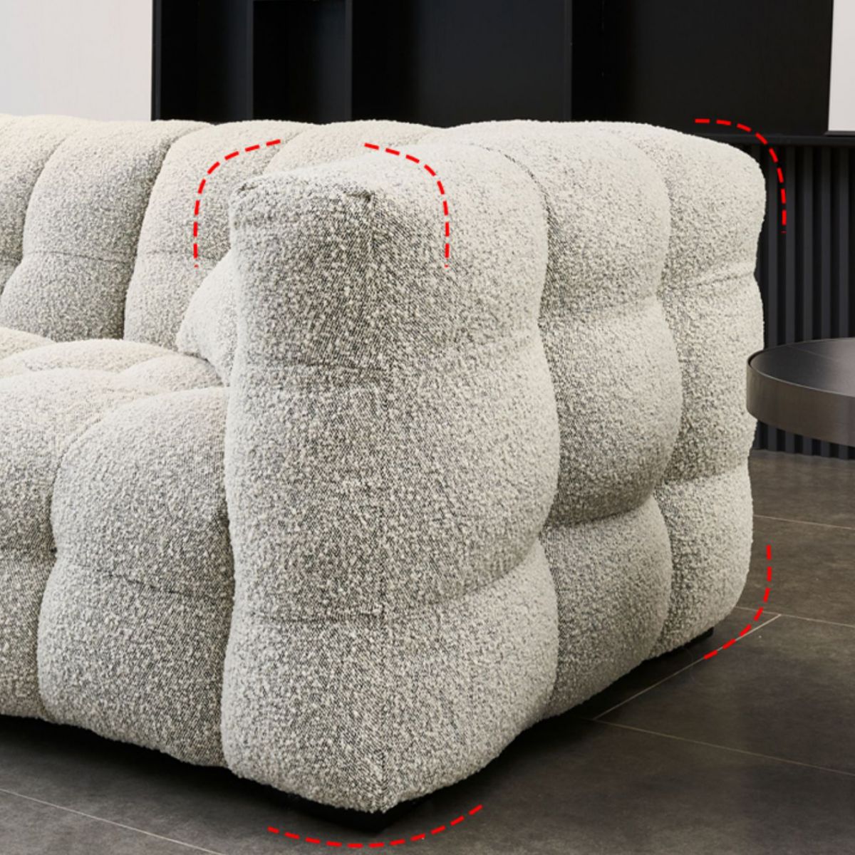 Contemporary Square Arm Tufted Tight Back Sofa Couch for Living Room