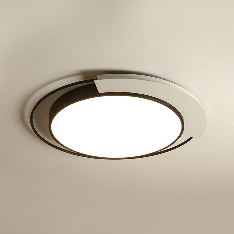 Iluminación circular nórdica empotrada, accesorio acrílico de montaje empotrado LED para sala de estar, en blanco y negro