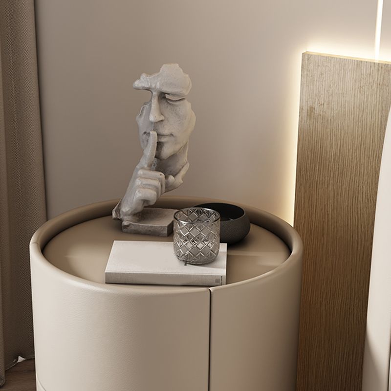 Contemporary Round Kids Nightstand Solid Wood Nightstands with Drawers