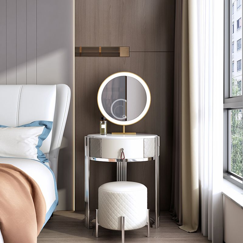 Luxurious Metal Vanity Table in Gold/Silver Stone Top Makeup Desk